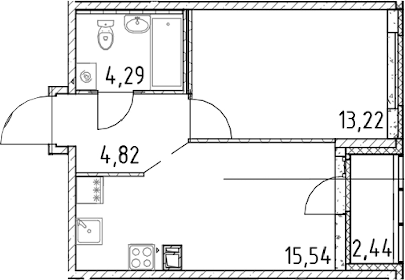 1-комнатная квартира 37.87 м², 10/17 эт., ЖК «Город Первых»